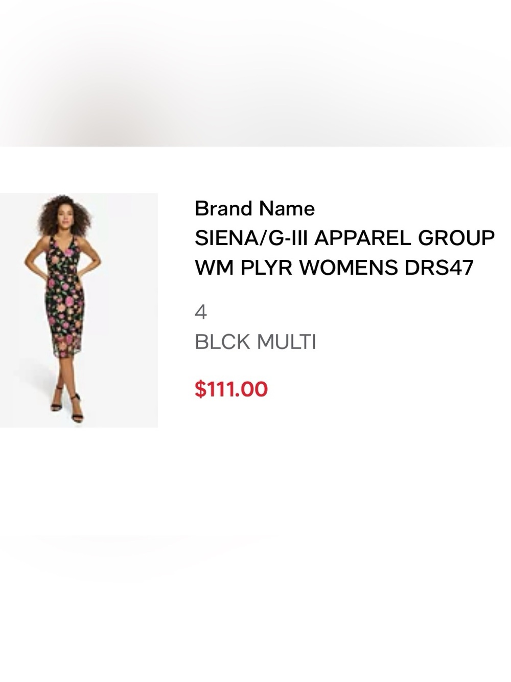 Siena/G-III WM Plyr Women Dress - Black Multi